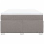 Cama box spring con colchón tela gris taupe 140x190 cm