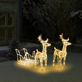 Reno y trineo adorno navideño 160 LEDs acrílico 130 cm