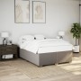 Cama box spring con colchón tela gris taupe 140x200 cm