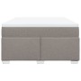 Cama box spring con colchón tela gris taupe 140x200 cm