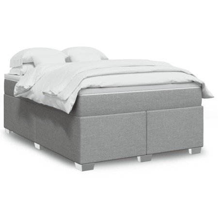 Cama box spring con colchón tela gris claro 160x200 cm en Camas y somieres | Comprar online en Foro24