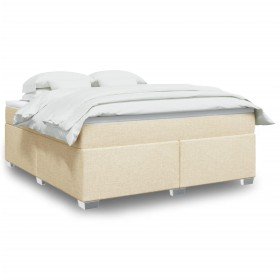 Cama box spring con colchón tela color crema 180x200 cm en Camas y somieres | Comprar online en Foro24