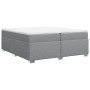 Cama box spring con colchón tela gris claro 200x200 cm