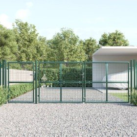 Puerta de malla de jardín acero galvanizado verde 400x175 cm Puerta de malla de jardín acero galvanizado verde 400x175 cm
