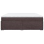 Cama box spring con colchón tela marrón oscuro 200x200 cm
