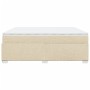 Cama box spring con colchón tela color crema 200x200 cm