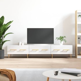 Mueble de TV madera de ingeniería blanco brillo 150x36x30 cm