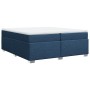 Cama box spring con colchón tela azul 200x200 cm