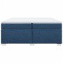 Cama box spring con colchón tela azul 200x200 cm