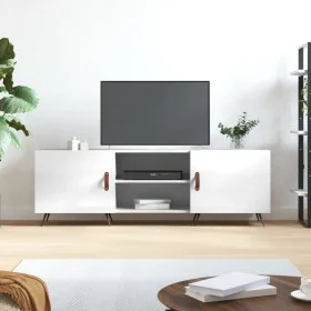 Glossy white engineered wood TV cabinet 150x30x50 cm by vidaXL, TV Furniture - Ref: Foro24-829070, Price: 86,81 €, Discount: %