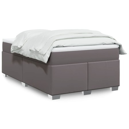 Cama box spring con colchón cuero sintético gris 120x190 cm en Camas y somieres | Comprar online en Foro24