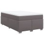 Cama box spring con colchón cuero sintético gris 120x190 cm