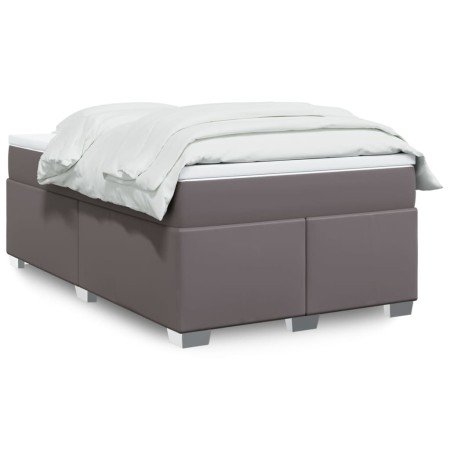 Cama box spring con colchón cuero sintético gris 120x200 cm en Camas y somieres | Comprar online en Foro24