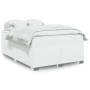 Cama box spring con colchón cuero sintético blanco 140x190 cm