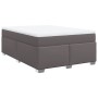 Cama box spring con colchón cuero sintético gris 140x190 cm