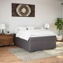 Cama box spring con colchón cuero sintético gris 140x190 cm