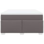 Cama box spring con colchón cuero sintético gris 140x190 cm