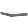 Cama box spring con colchón cuero sintético gris 140x190 cm