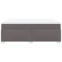 Cama box spring con colchón cuero sintético gris 140x190 cm