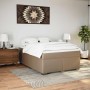 Cama box spring con colchón cuero sintético capuchino 140x190cm