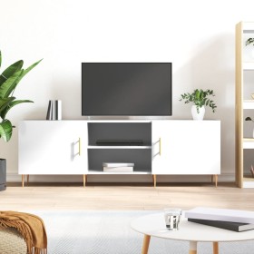 Mueble de TV madera de ingeniería blanco brillante 150x30x50 cm