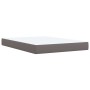 Cama box spring con colchón cuero sintético gris 140x200 cm
