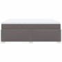 Cama box spring con colchón cuero sintético gris 140x200 cm