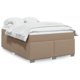 Cama box spring con colchón cuero sintético capuchino 160x200cm en Camas y somieres | Comprar online en Foro24