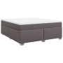 Cama box spring con colchón cuero sintético gris 180x200 cm