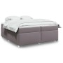 Cama box spring con colchón cuero sintético gris 200x200 cm
