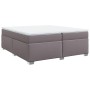 Cama box spring con colchón cuero sintético gris 200x200 cm
