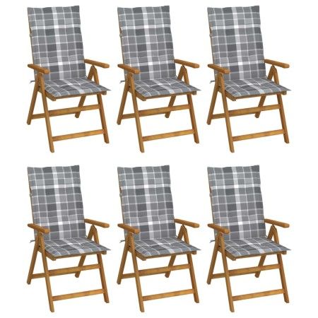 Faltbare Gartenstühle 6 Stück und Kissen aus massivem Akazienholz von vidaXL, Gartenstühle - Ref: Foro24-3064133, Preis: 487,...