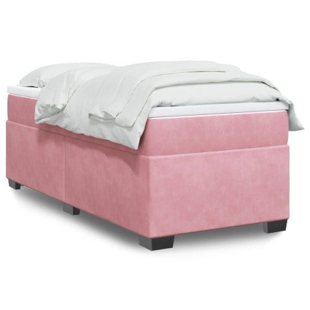Cama box spring con colchón terciopelo rosa 90x190 cm en Camas y somieres | Comprar online en Foro24