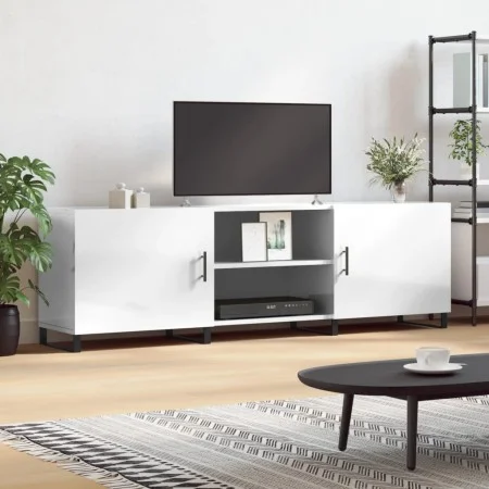 Mueble de TV madera de ingeniería blanco brillante 150x30x50 cm de vidaXL, Muebles TV - Ref: Foro24-829118, Precio: 128,22 €,...