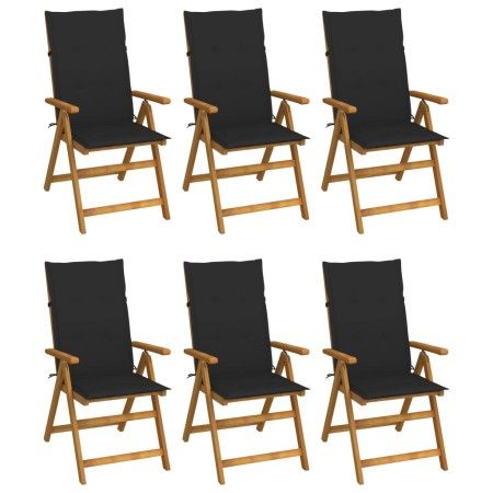 6 Stück klappbare Gartenstühle und Kissen aus massivem Akazienholz von vidaXL, Gartenstühle - Ref: Foro24-3064126, Preis: 481...