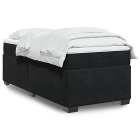 Cama box spring con colchón terciopelo negro 100x200 cm en Camas y somieres | Comprar online en Foro24