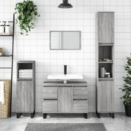 Badezimmerschrank aus grauem Sonoma-Sperrholz, 30 x 30 x 100 cm von vidaXL, Badezimmerwaschtische - Ref: Foro24-831570, Preis...