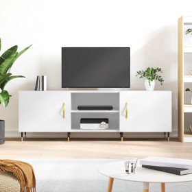 Mueble de TV madera de ingeniería blanco brillante 150x30x50 cm