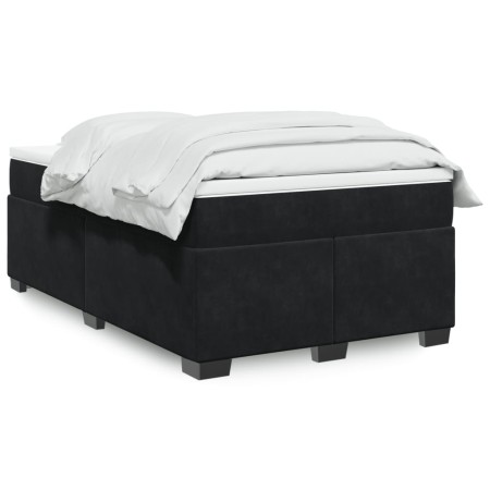 Cama box spring con colchón terciopelo negro 120x190 cm