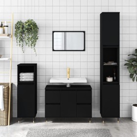 Black engineered wood bathroom cabinet 80x33x60 cm by vidaXL, bathroom vanities - Ref: Foro24-831645, Price: 76,96 €, Discoun...