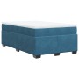 Cama box spring con colchón terciopelo azul oscuro 120x190 cm
