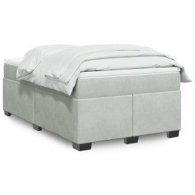 Cama box spring con colchón terciopelo gris claro 120x200 cm en Camas y somieres | Comprar online en Foro24