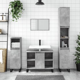 Mueble de baño madera de ingeniería gris hormigón 80x33x60 cm