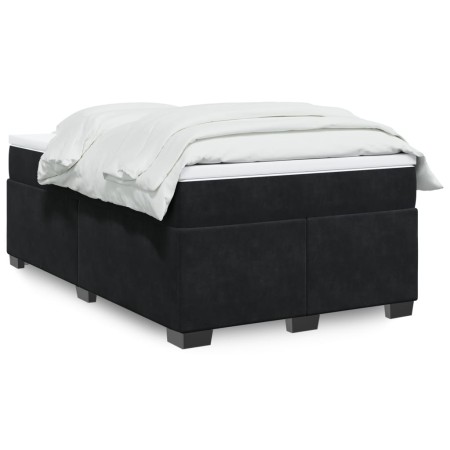 Cama box spring con colchón terciopelo negro 120x200 cm