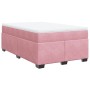 Cama box spring con colchón terciopelo rosa 120x200 cm