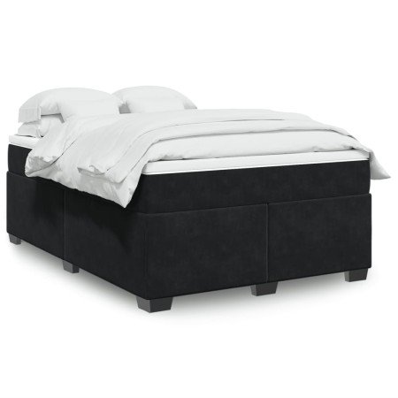 Cama box spring con colchón terciopelo negro 140x190 cm en Camas y somieres | Comprar online en Foro24
