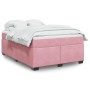 Cama box spring con colchón terciopelo rosa 140x190 cm