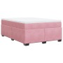 Cama box spring con colchón terciopelo rosa 140x190 cm