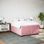 Cama box spring con colchón terciopelo rosa 140x190 cm
