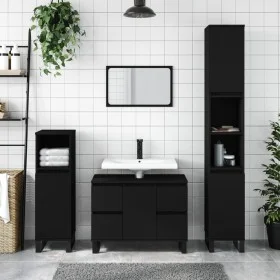 Schwarzer Spiegelschrank aus Sperrholz, 30x30x100 cm. von vidaXL, Badezimmerwaschtische - Ref: Foro24-831565, Preis: 72,99 €,...